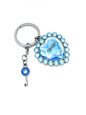 Miu Miu Crystal Blue Heart Keyring Bag Charm W/ Box & Dustbag RETAIL $500+